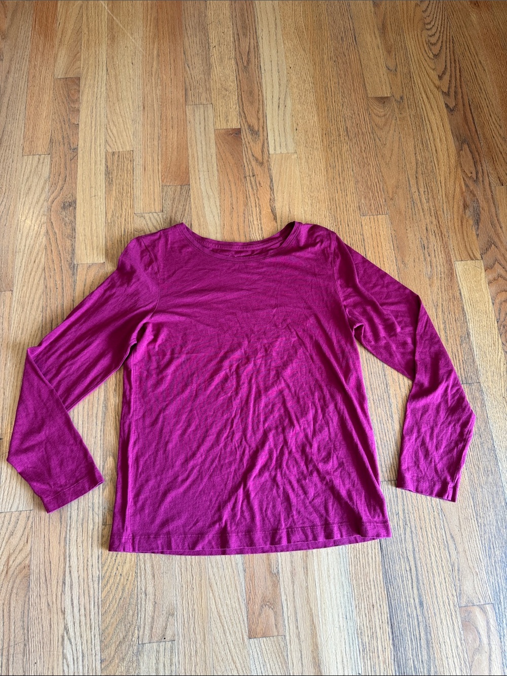 Dress Barn Long Sleeve Scoop Neck Tee in Deep Raspberry